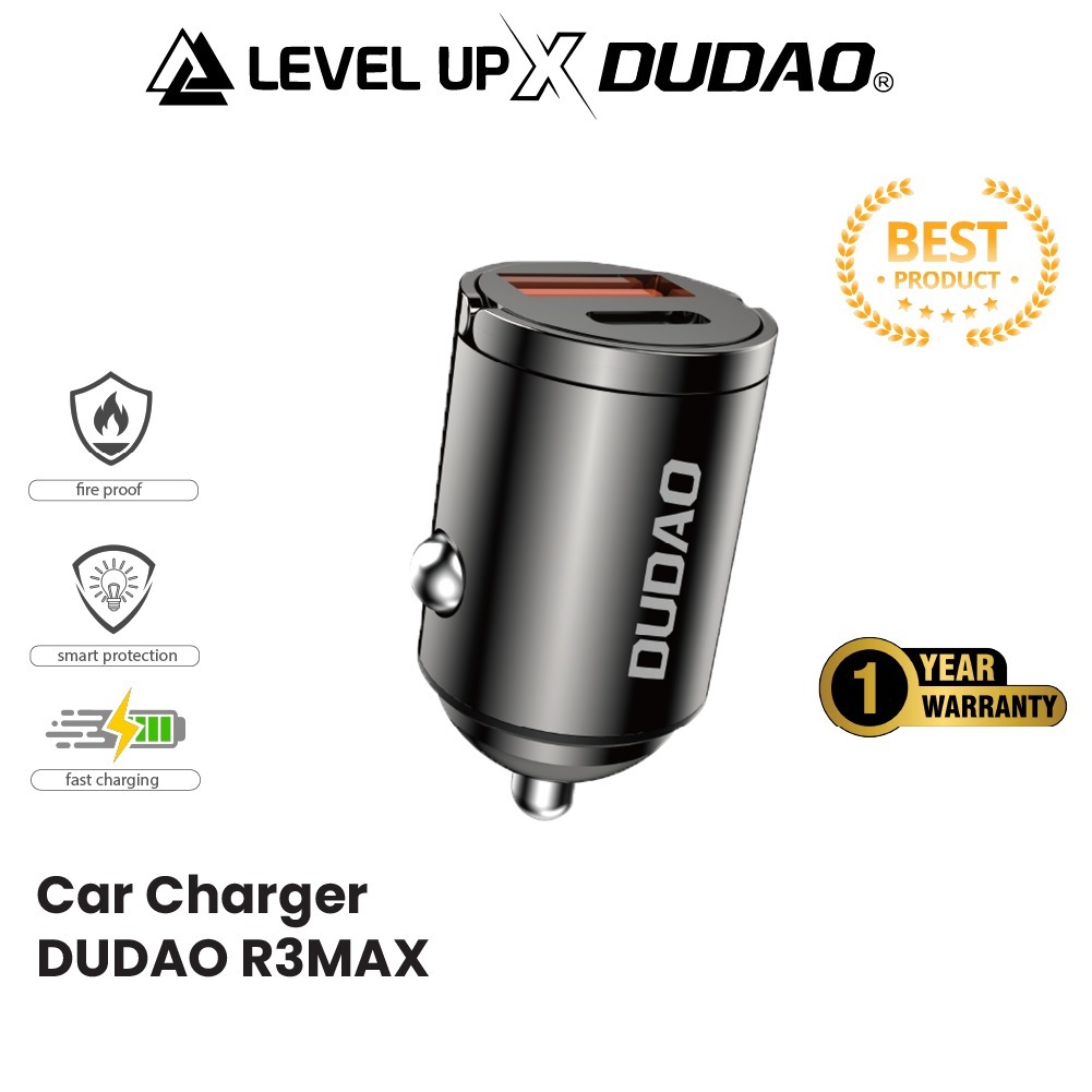 LEVEL UP x DUDAO Mini Car Charger Dual Port 48 Watt R3MAX Fast Charging Harga 75,000 rupiah*Gratis Ongkir