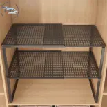 ZYJC SHOP Có thể điều chỉnh Kệ tủ quần áo có thể thu gọn Phân vùng nhiều lớp Có thể xếp chồng lên nhau Bộ tổ chức tủ Phong cách Có thể co giãn Bảng chia ngăn tủ quần áo Nhà bếp