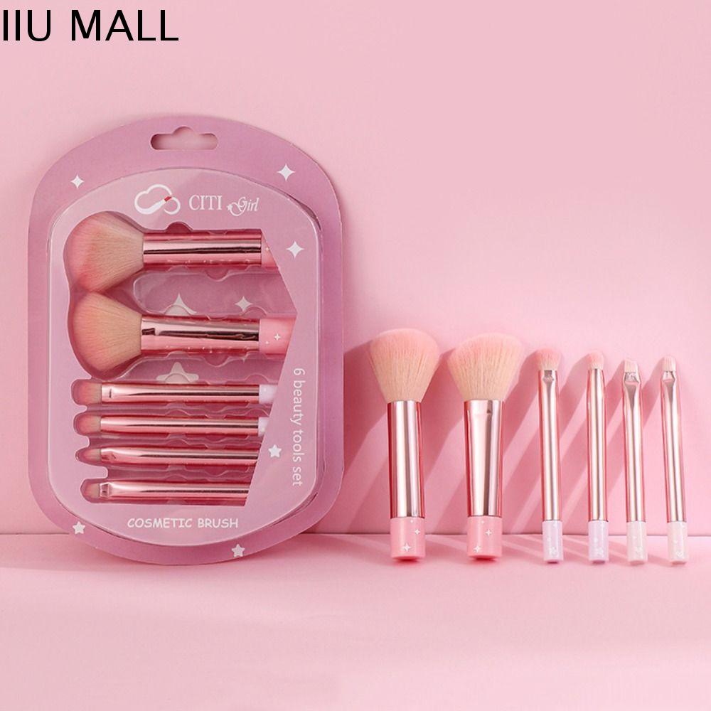IIU 6pcs Dụng cụ thẩm mỹ Bộ cọ trang điểm Lông thú Mềm mại Cọ phấn mắt Thời trang Bóng mắt Học sinh