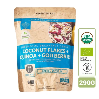 Nature's Superfoods Organic Breakfast Cereals: Coconut Flakes-Quinoa-Goji Berries 290g