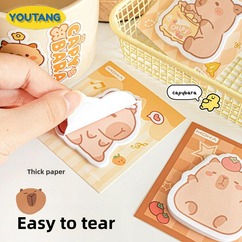 YOUTANG Capibala post-it notes, cartoon special-shaped cute sticky notes, message stickers, N times paste ราคา 11 บาท*ส่งฟรี