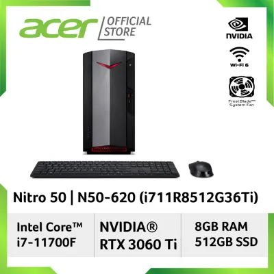 Acer Nitro N50-620 (i711R8512G36Ti) Gaming Desktop with 11th Gen i7-11700F Processor and NVIDIA RTX 3060 Ti Graphic