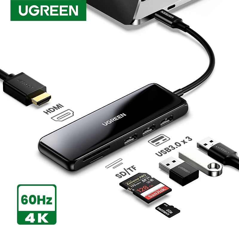UGREEN USB C HUB 6-IN-1 with HDMI for MacBook Air 2020/iPad Pro 2018/iPad Pro 2020/SAMSUNG S20+/Macbook pro 2019
