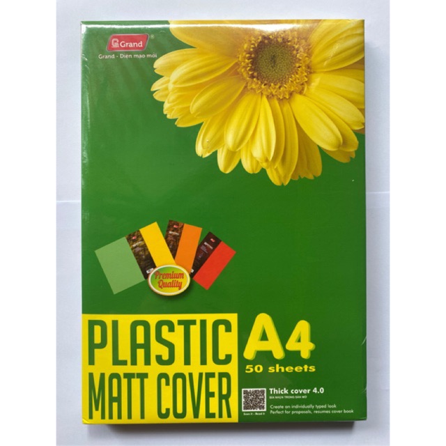 Bìa nhựa sần đóng sách A4 Plastic cover Pgrand - Hộp 50 tờ