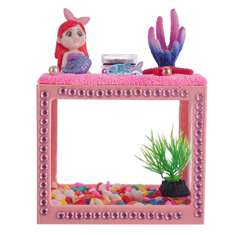Small Betta Fish for Tank Plastic Fish Bowls Single Fish Aquariums Clear Cube Tanks for Turtle Feeding Box DIY Craft Acc