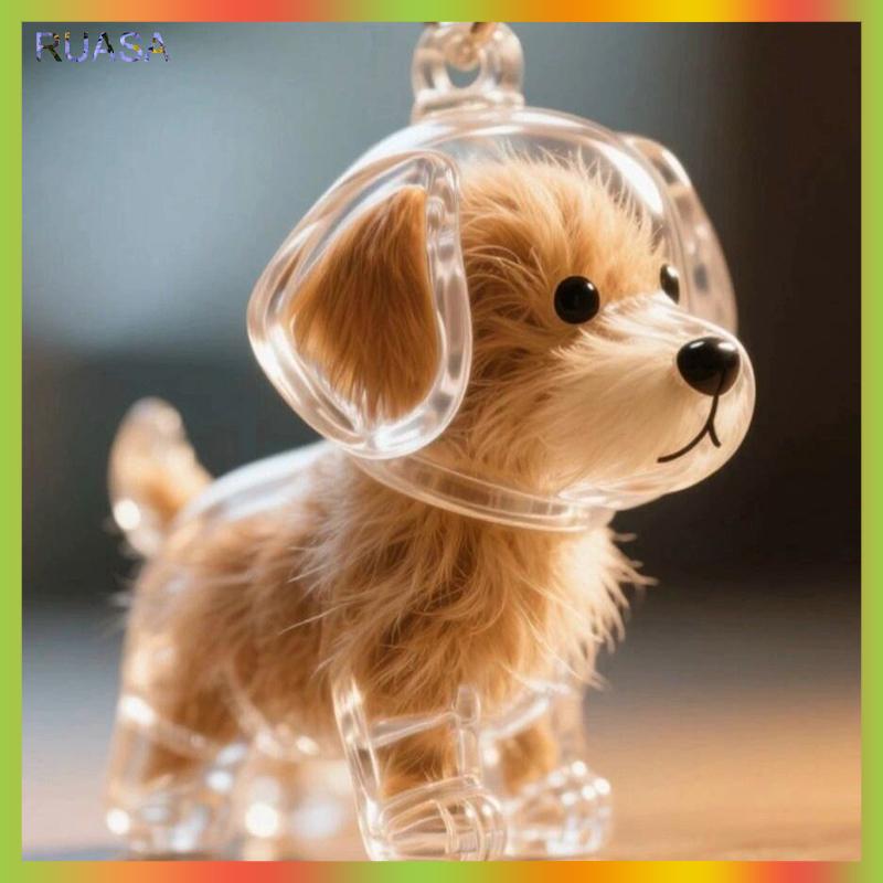 RUASA Rõ ràng Puppy tóc tưởng niệm lưu niệm viên nang pet của chó lông container tự làm mặt dây chuyền Keychain trang trí vật nuôi những người yêu thích nhà hiển thị Quà Tặng - 6