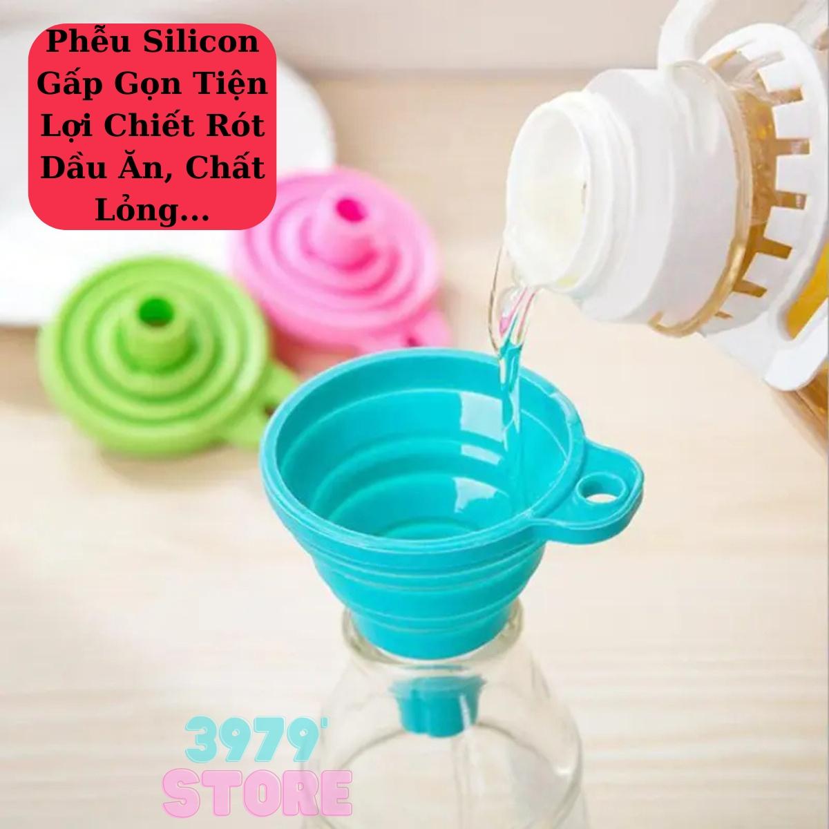 Phiễu Silicon Gấp gọn Tiện Lợi Chiết Rót Dầu Ăn, Chất Lỏng