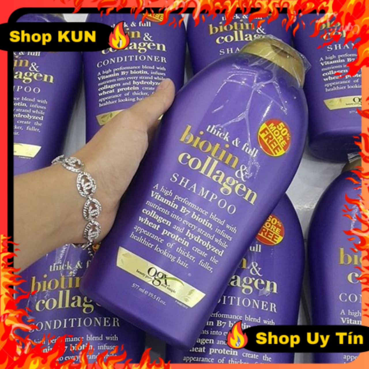 (Bán Chạy) Dầu Gội Biotin Collagen Tím 577ml dầu gội Lẻ , Kích Thích Mọc Tóc , Tóc Suông Mượt Bồng Bềnh , Giảm rãy Gụng