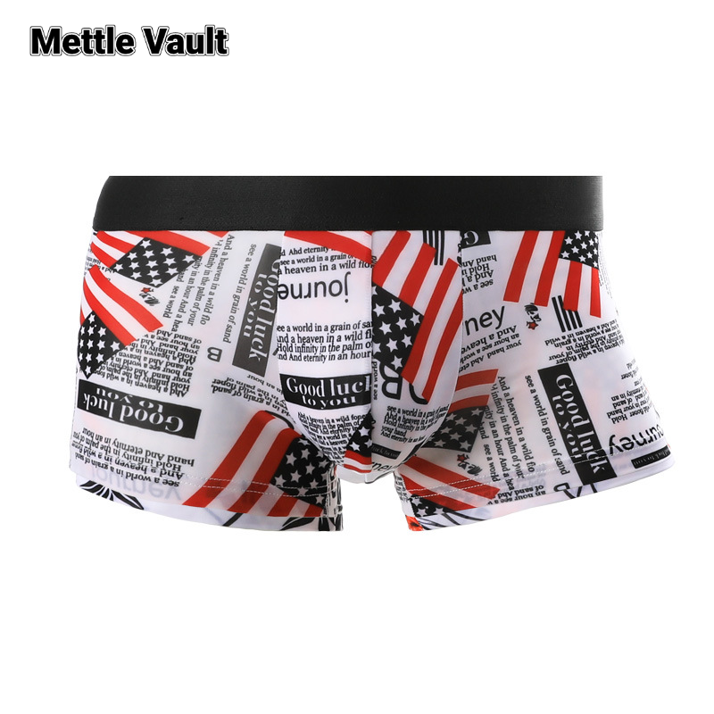 Mettle Vault Người Đàn Ông Của quần lót lụa băng Mỏng 1 cái Thoáng Khí Sexy Quần soóc Boxer Liền Mạch In Ấn Một Mảnh Võ Sĩ Quyền Anh Tóm Tắt