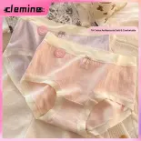 Clemine Quần lót cotton kháng khuẩn dành cho nữ giới trẻ, thiết kế lưng cao thoáng khí, họa tiết đan kết hợp nơ dễ thương