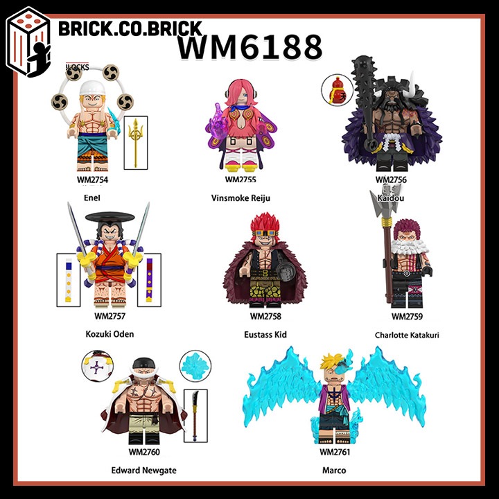 One Piece Mô hình Lắp ráp Kaido Marco Vinsmoke Reiju Đồ chơi Tứ Hoàng Râu Trắng Enel Oden Edward Newgate WM6188