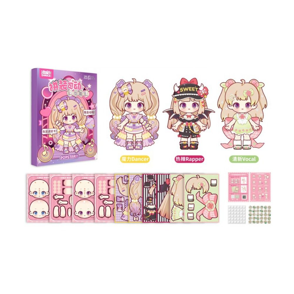 LIEYH Thủ công Đồ chơi con rối giấy tự làm Sách hoạt động Anime Montessori Búp Bê Giấy ăn mặc 3D Dễ 