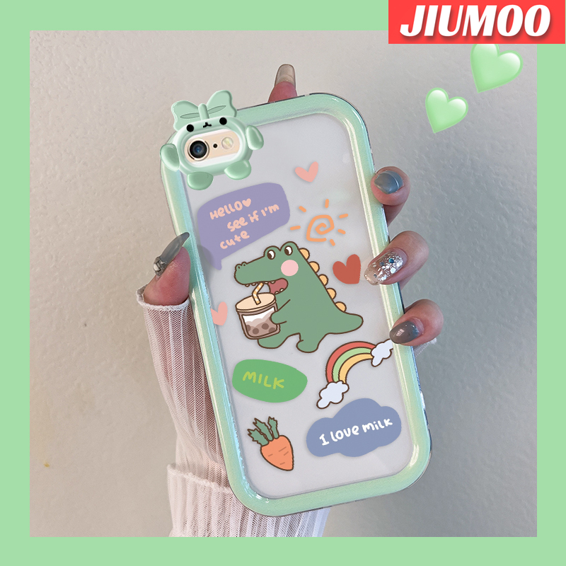 Jiumoo ốp cho iphone 6 plus 6s plus 7 plus 8 plus ốp lưng hoạt hình hoạ tiết cá sấu trà sữa ốp ống kính máy ảnh con quỷ nhỏ đáng yêu nhiều màu sắc ốp trong suốt silicon mềm bảo vệ chống sốc trong suốt đơn giản