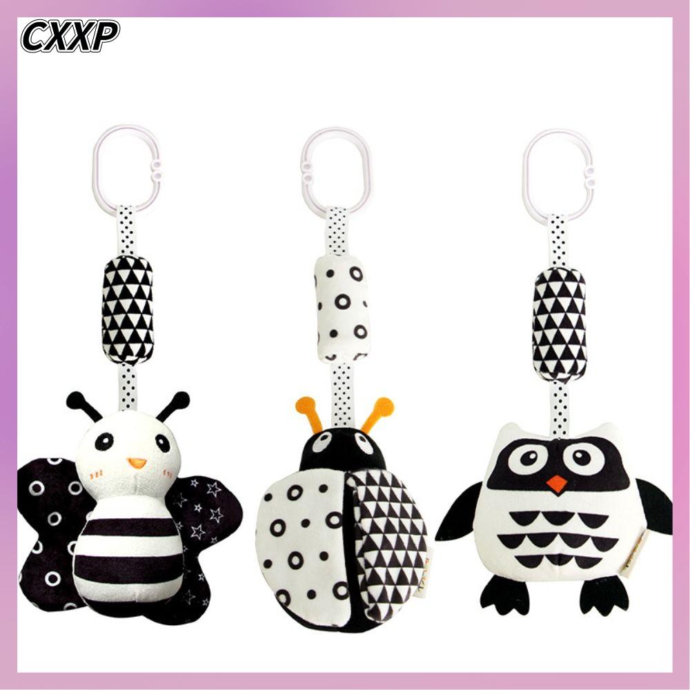 CXXP Mềm mại Đồ chơi treo cho bé Chuông gió đen trắng Đồ nhồi bông Đồ chơi lục lạc cho trẻ sơ sinh Chất lượng cao Giáo dục Đồ chơi lắc cho xe đẩy