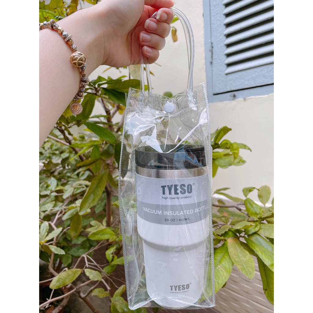 Túi nhựa đựng ly giữ nhiệt trong suốt có quai xách tiện lợi bằng silicon PVC có thể tái sử dụng