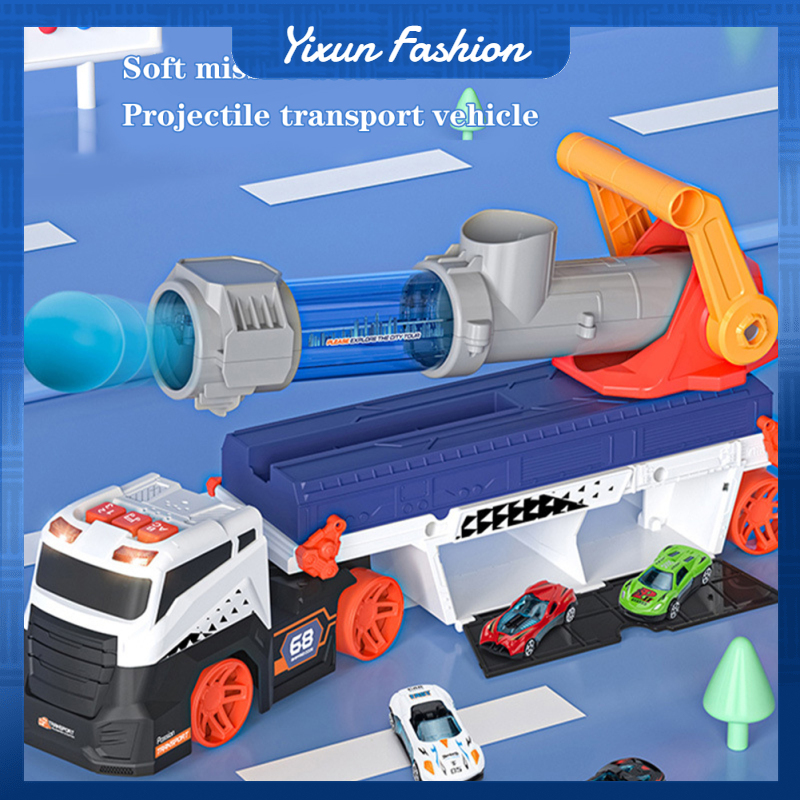 Missile Projectile Vehicle Toys With Sound Lights Catapult Shell Transport Truck With 4 Cars And 6 Balls Birthday Gifts For Kids ราคา 781 บาท*ส่งฟรี