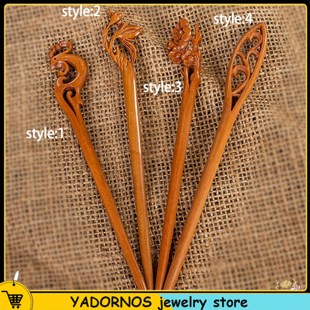 YADORNOS Trâm Cài Tóc Bằng Gỗ Khắc Thủ Công Phong Cách Retro TF-Uss-VN