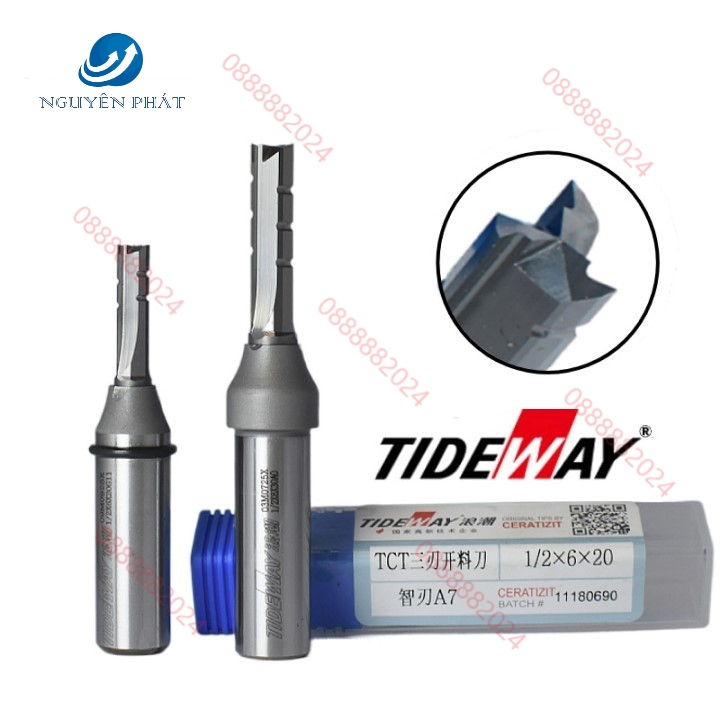 MŨI PHAY CNC CẮT GỖ DAO PHAY 2 CÁNH - 3 CÁNH THẲNG VÀ XOẮN TCT TIDEWAY 3,4,5,6,8MM CAO CẤP