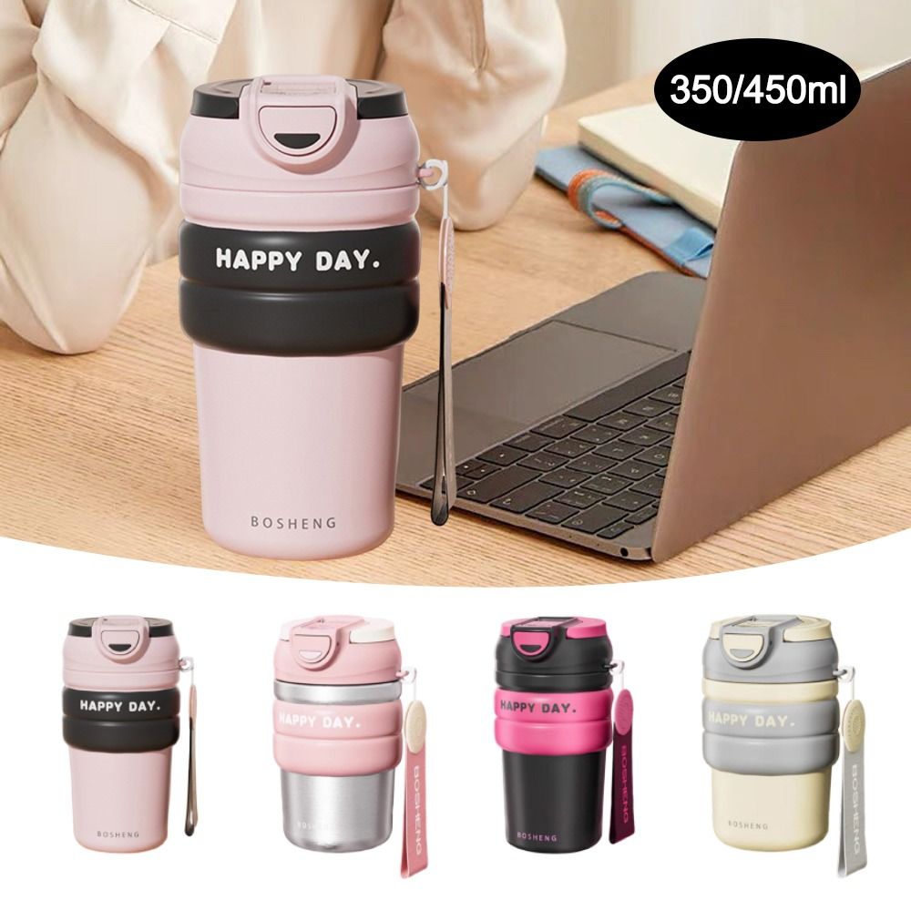 MINISTER ANOXIA22IA0 Stainless Steel Thermos Cup with Straw Double Drink Car Thermos Cup Portable Coffee Mug