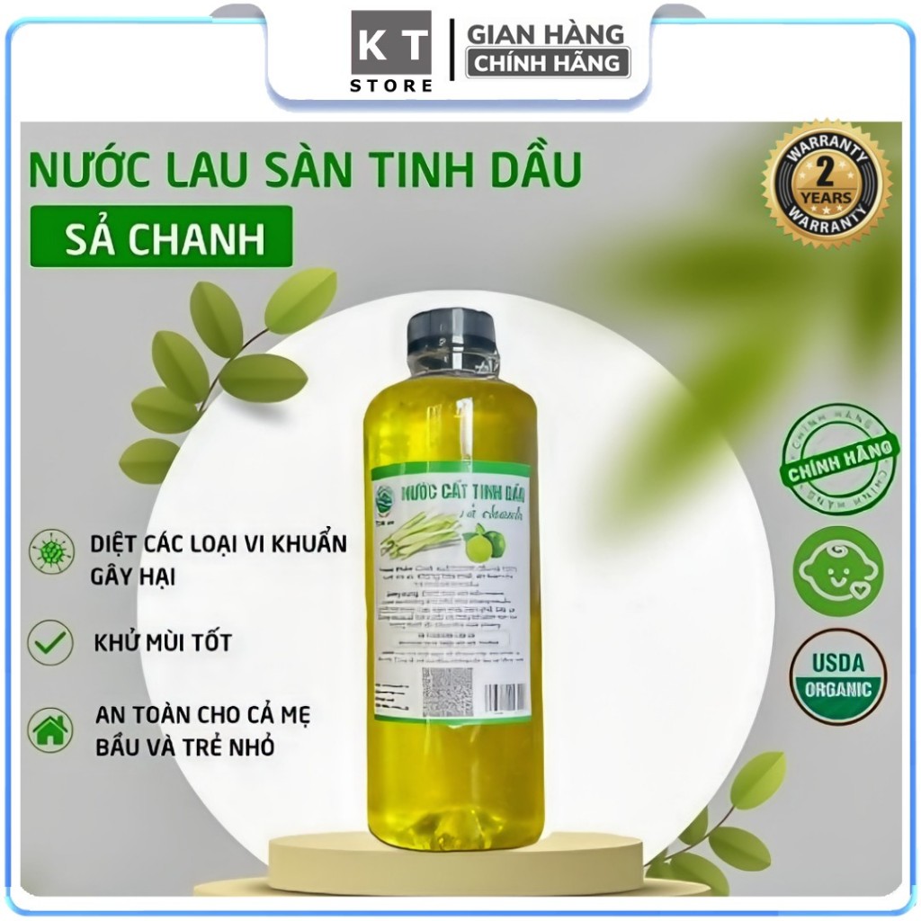Nước Lau Sàn Tinh Dầu Chanh Sả 1L – Làm Sạch Hiệu Quả, Xua Đuổi Côn Trùng, Tạo Không Khí Trong Lành