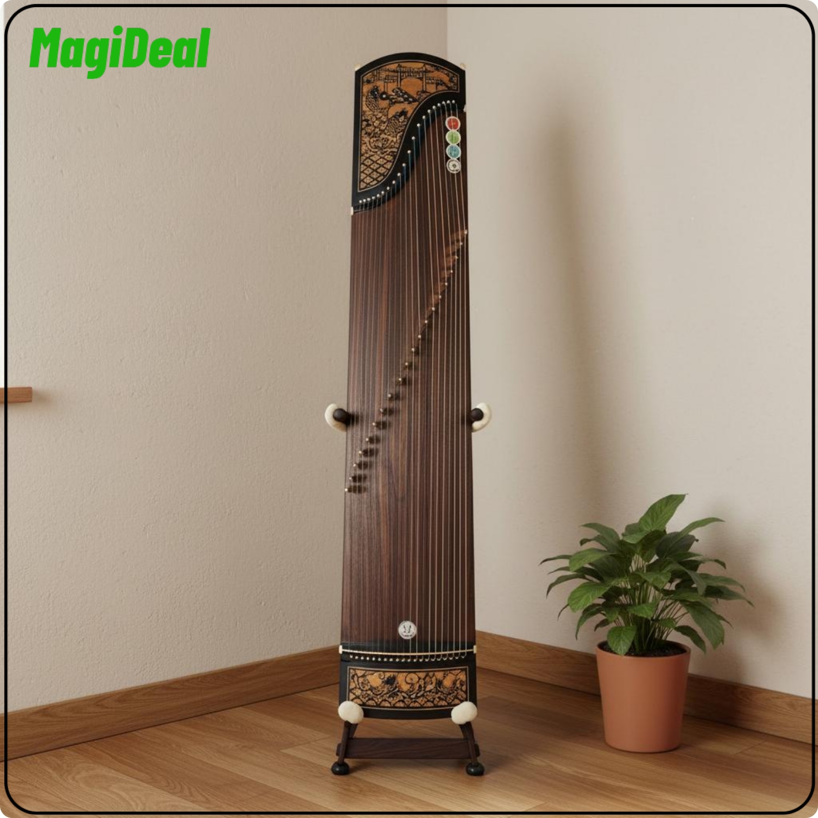 MagiDeal Stable Base Standing Guitar Rack Easy Setup Wood Guitar Stand Scratch Resistant Instrument Storage Foldable for Music Room ราคา 2,913 บาท*ส่งฟรี