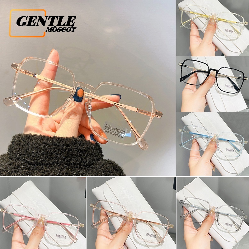 (GENTLE MOSCOT) Mắt Kính Gọng Lớn Siêu Nhẹ Chống Ánh Sáng Xanh Thời Trang Hàn Quốc Cho Nữ