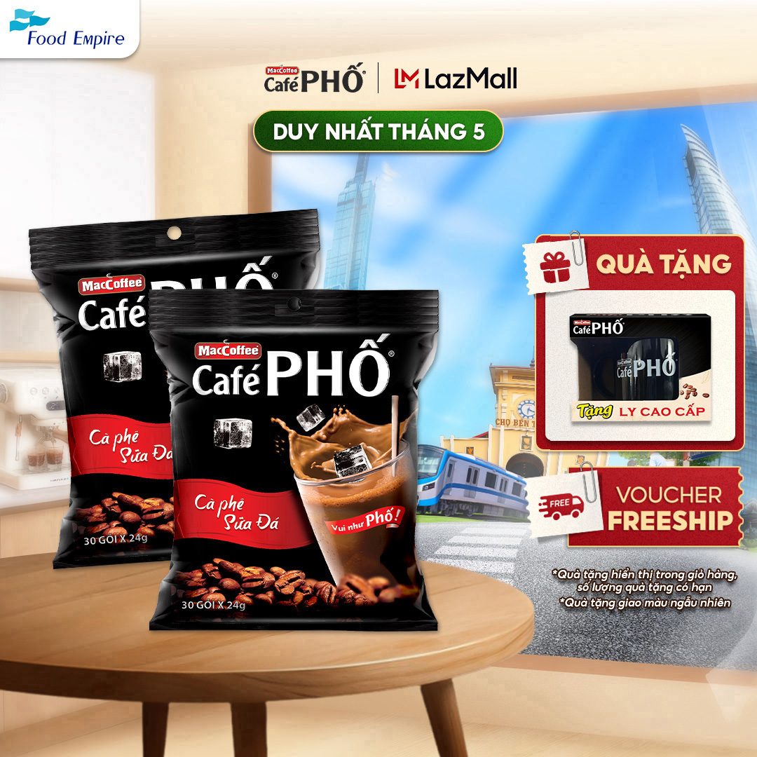 Combo 2 Túi Cà phê Phố Sữa Đá - Maccoffee (túi 30 gói x 24g)