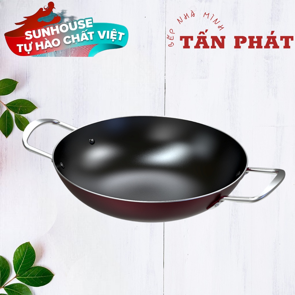 [VOUCHER 10%] Chảo bầu chống dính SUNHOUSE size 20-24-28cm (không dùng cho bếp từ)