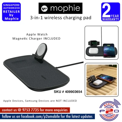 Mophie 3-in-1 Wireless Charging Pad with U.K. Plug Adapter, SKU 409903654