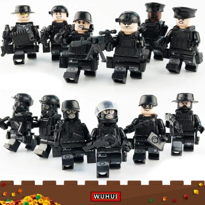 WUHUI 12PCS SWAT Military Army WW2 Minifigures Toy Building Kit LeGoIng Toys Building Blocks SWAT Team City Police Partisans Military Figure Soldier Building Bricks Kids Toy Toys for Boys Girls Compatible with All Brands