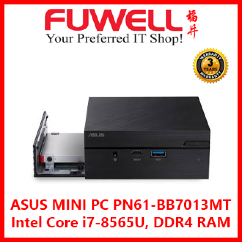 ASUS MINI PC PN61-BB7013MT / PN61 Intel Core i7-8565U, DDR4 RAM support, dual storage, 4K UHD video output, Windows 10, Wi-Fi, Thunderbolt 3 and USB 3.1 Gen2 Type-C (Barebones)