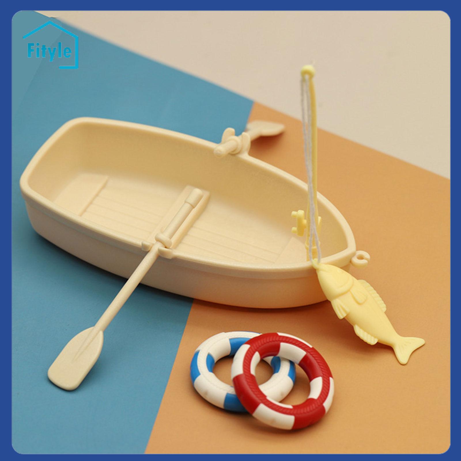 Fityle Mini Fishing and Swimming Circle, Miniature Fishing Boat Model, Play House Fairy Garden Accessory for Diorama Accessory, - ยี่ห้อ Fityle ราคา 55 บาท*ส่งฟรี