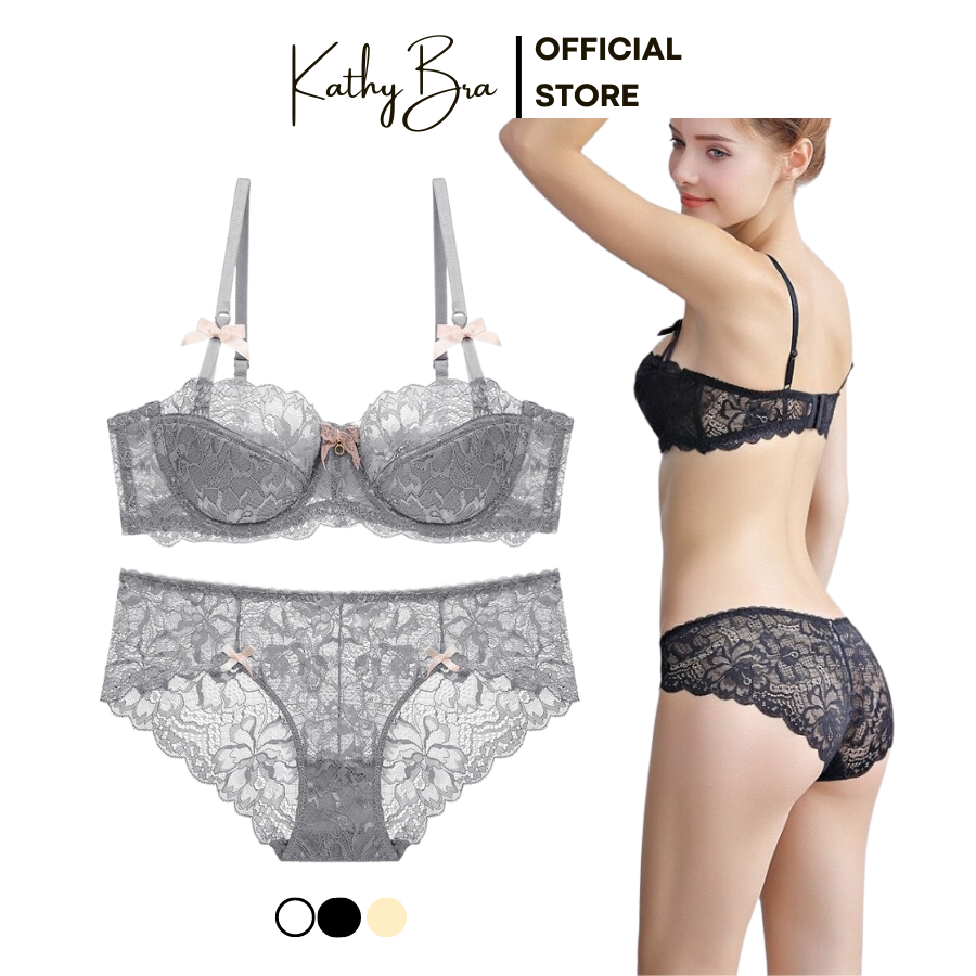 A90 Set Bộ Đồ Lót Ren KATHY BRA Bralette Có Gọng Mút Mỏng Nhẹ Cao Cấp Nâng Ngực Sexy Gợi Cảm