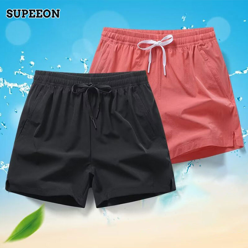SUPEEON丨Men's Shorts Korean Fashion Simple Solid Color Sports Training Fitness Ice Silk Breathable Loose Casual Straight Shorts ราคา 82 บาท*ส่งฟรี