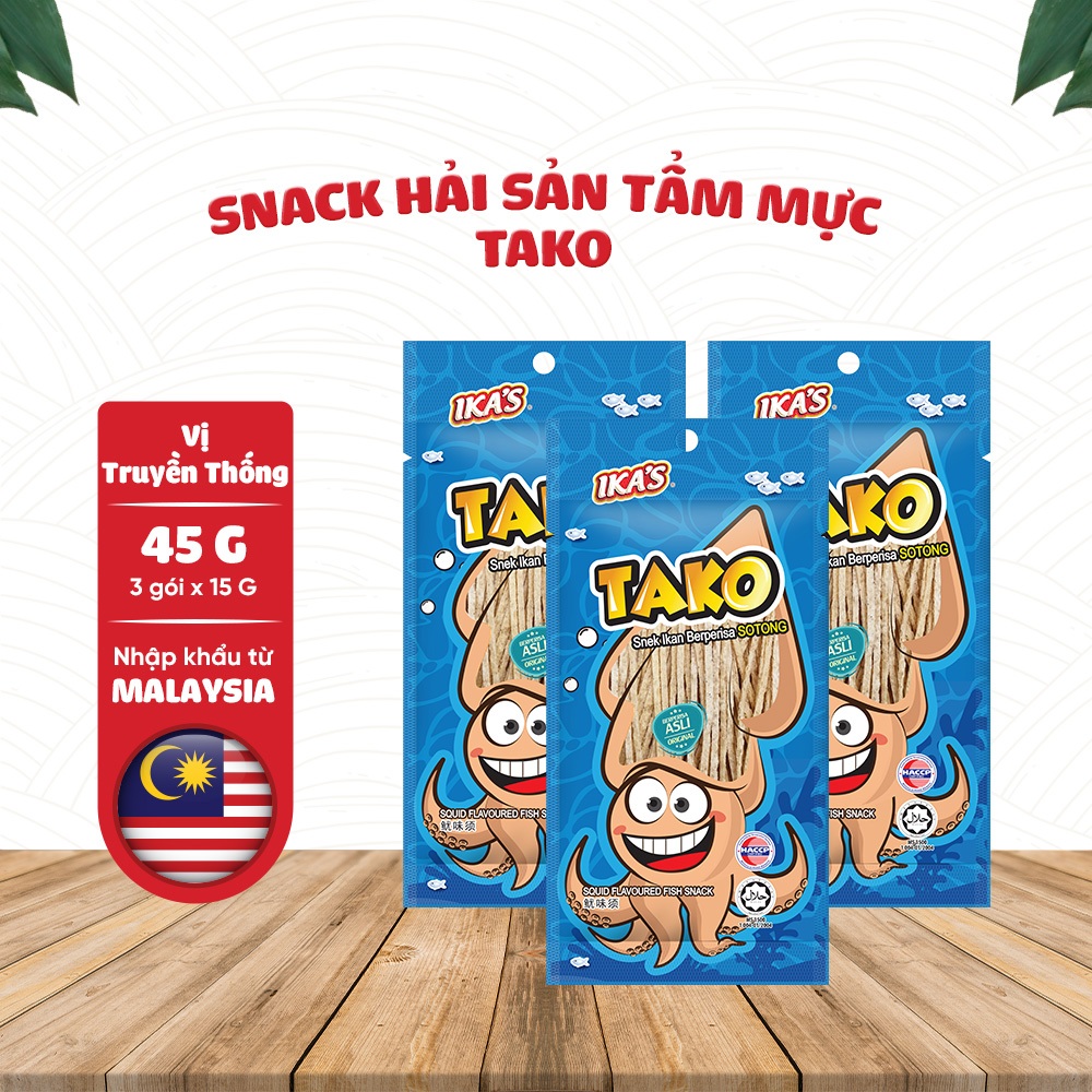 Combo 3 gói Snack Hải Sản Tẩm Mực Tako Gói 15G