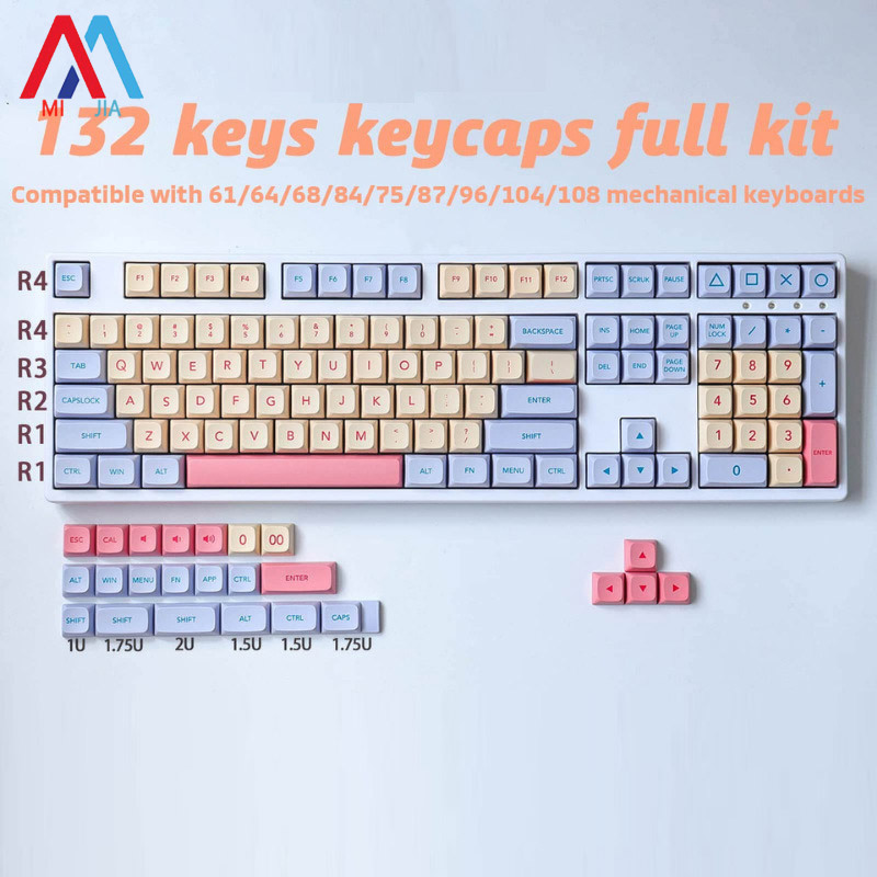 Xiaomimijia Marshmallow Keycap PBT thăng hoa Keycap phím Bàn phím cơ xda chiều cao tùy chỉnh Tự làm cá nhân