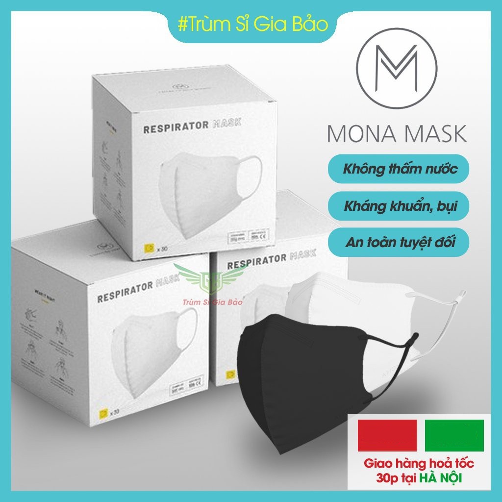 Khẩu trang mona mask N95 6 lớp set 3 chiếc , khẩu trang y tế 3d ngăn ngừa 99% bụi siêu mịn từ 0,3 micromet