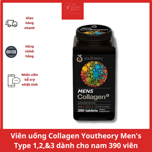 Viên uống Collagen Youtheory Men s Type 1,2,&3 dành cho nam 290 390 viên