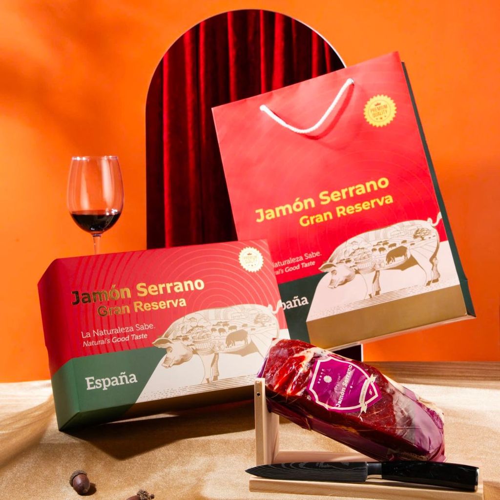 Đùi heo muối Jamon Serrano Gran Reserva 1kg - nhập khẩu Tây Ban Nha