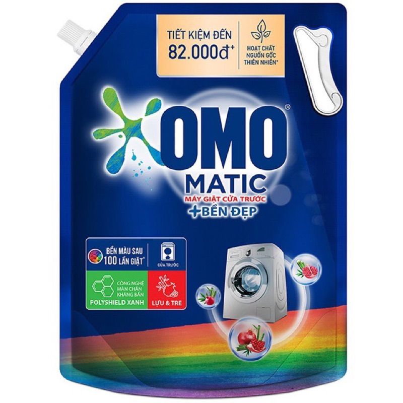 Nước giặt OMO Matic Bền Đẹp cửa trước 3,6kg- Tinh dầu thơm cửa trên 3,6kg