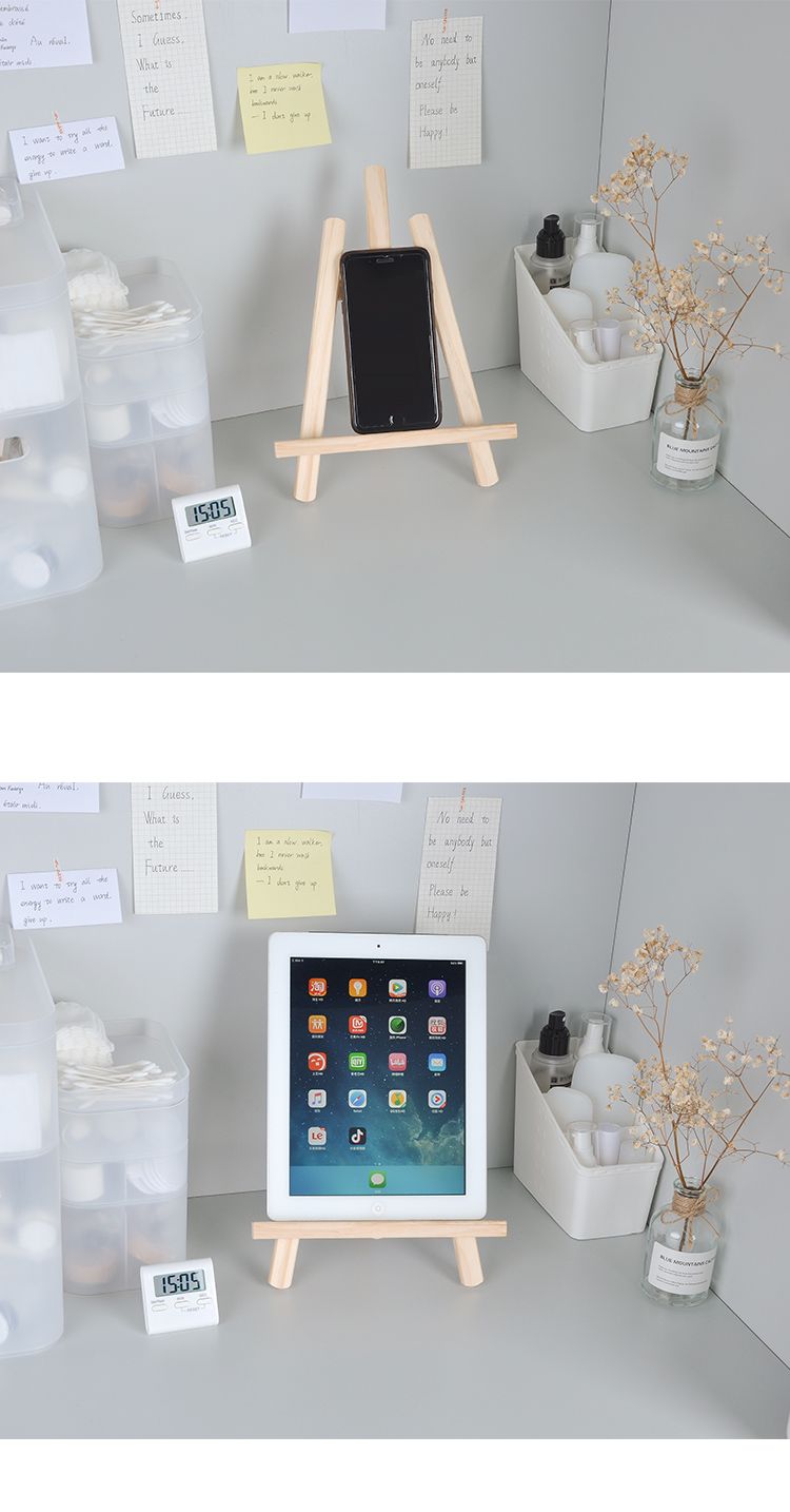 INS style wooden desktop foldable stand, mobile phone iPad stand decoration, student desk storage, tablet art shelf_voghion.com