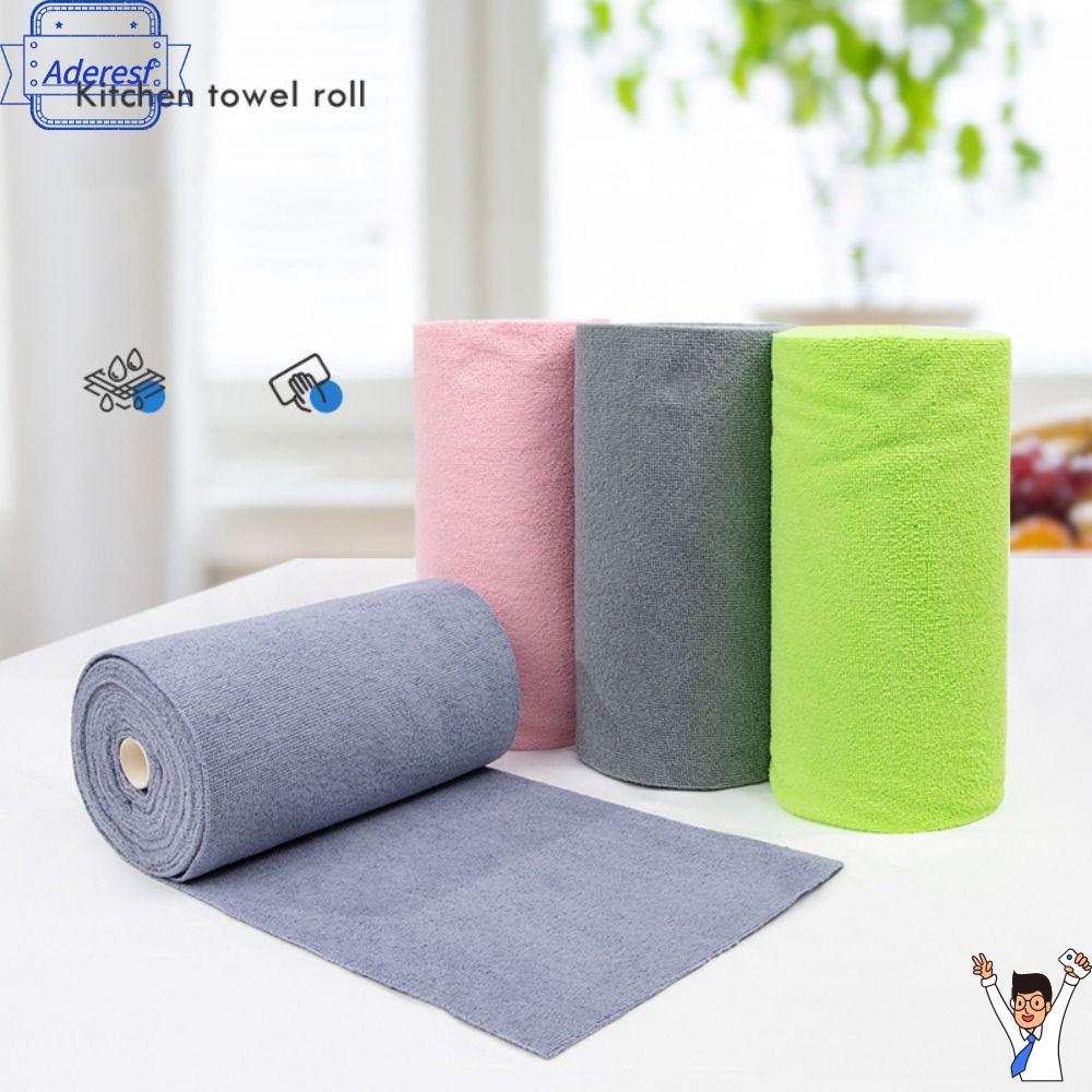 ADERESF 20PCS/Roll Thấm hút Khăn vi sợi Tái sử dụng Thay thế Giẻ lau đĩa dầu chống dính  Nhà bếp gia đình Khăn lau bát đĩa nhà bếp