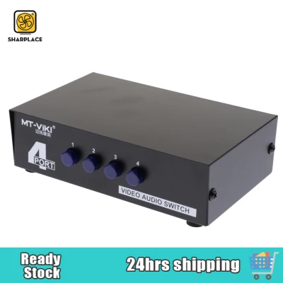 Sharplace 4Port RCA Video Audio AV Switch Switcher Selector 4 In 1 Out TV Splitter Box