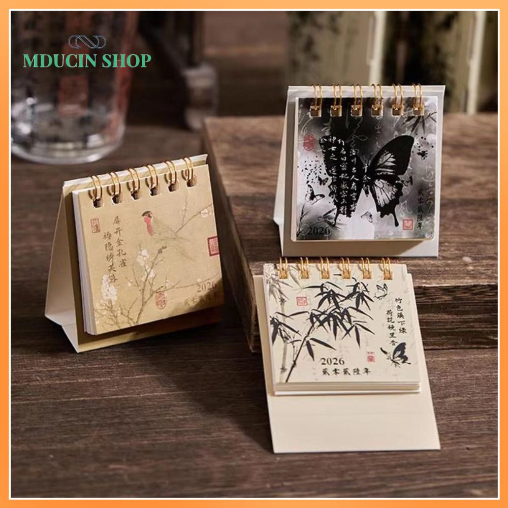 MDUCIN SHOP Giấy dày Lịch để bàn Trang trí nhà cửa Danh sách việc cần làm Sổ kế hoạch hàng ngày 2026 Đơn giản Lịch mini Đồ trang trí bàn làm việc