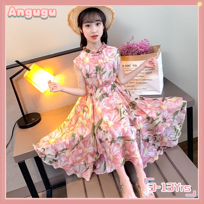 Đầm bé gái mới 2025 mùa hè angugu cho bé Đầm công chúa Tuổi Teen Hàn Quốc 3 đến 4 đến 5 đến 6 đến 7 