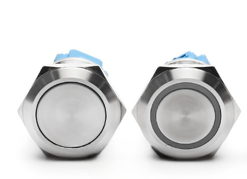 Nút Nhấn giữ Kim Loại 22/25mm GQ22B1 - Tự Khóa/Tự Phục Hồi, Đèn LED, Chống Nước, 12-24V/110-220V Tự Động Hóa - Không Đèn - 19mm 110-220v