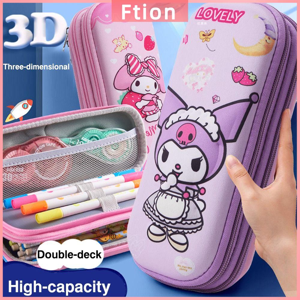FTION Ba lớp Hộp Bút Chì Kuromi/Melody/Unicorn Eva 3D Hộp đựng văn phòng phẩm Chất lượng cao Sức chứa lớn Túi đựng bút Sinh viên
