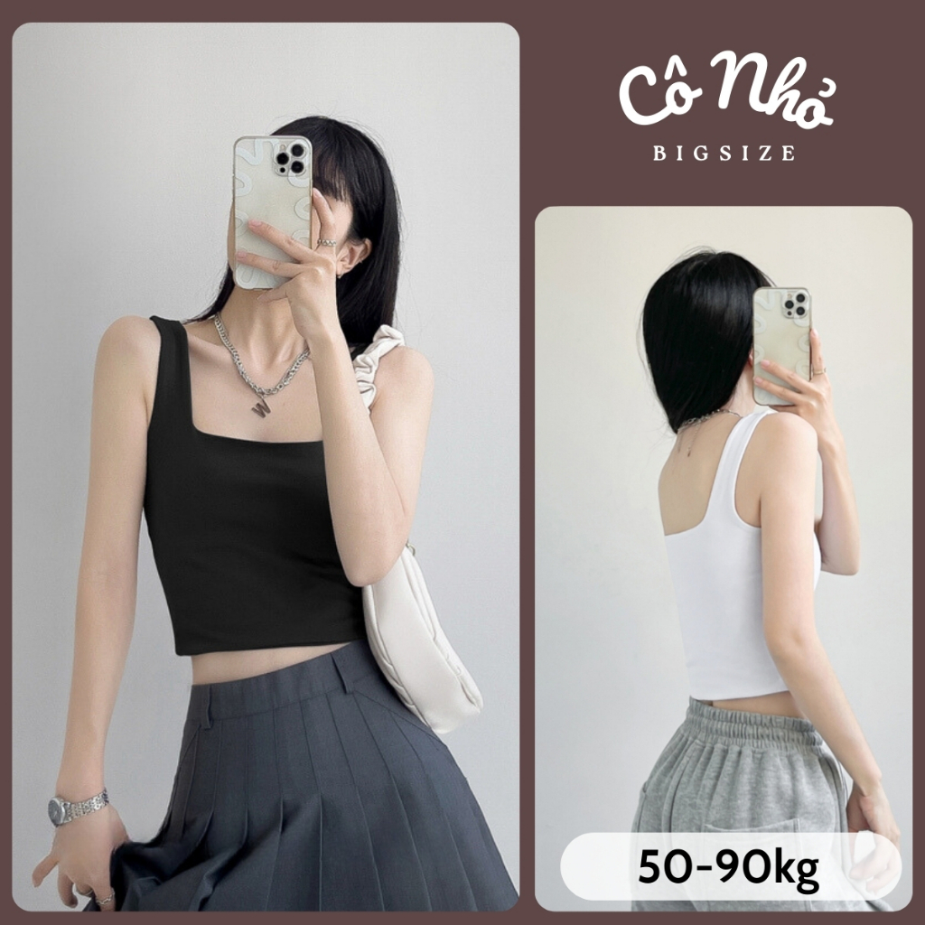 Áo Croptop Bigsize Nữ Áo Hai Dây Bản To Có Mút Đệm Vải Thun Tăm Lạnh Co Giãn Sành Điệu G248