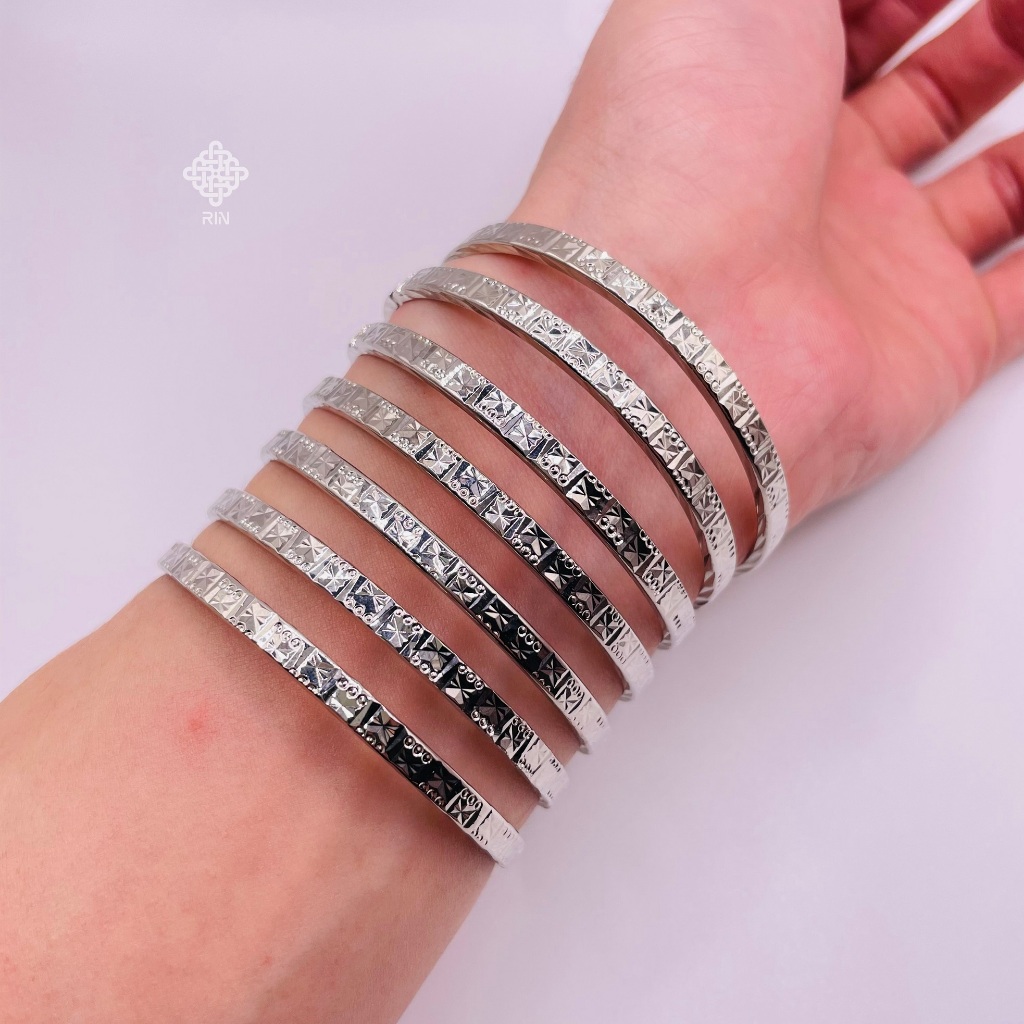  Lắc tay ximen trắng 4 li Vòng tay ximen trắng chất liệu titan không phai màu không rỉ sét Vòng ximen bộ 7 chiếc 