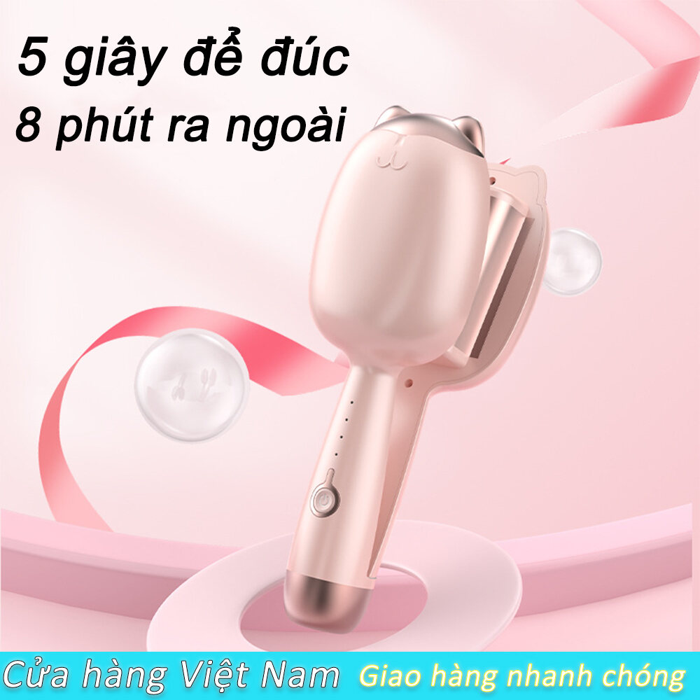 Máy làm tóc, Máy uốn tóc, máy uốn tóc xoăn sóng nước Hippie size 33mm, chất liệu gốm sứ bảo vệ tóc chống bỏng tay